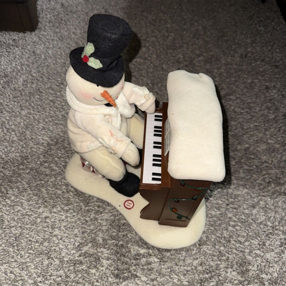 Vtg Hallmark Jingle Pals Plush Piano Dancing Singing Snowman Sound Lights Work!